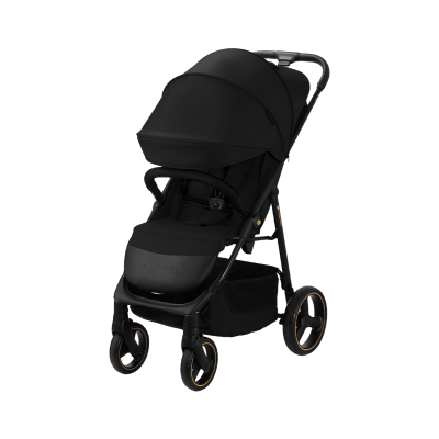 Carrinho de bebé preto com rodas grandes