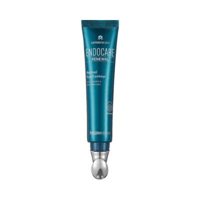 Tubo de creme azul metálico Endocare Renewal Retinol Eye Contour com aplicador metálico