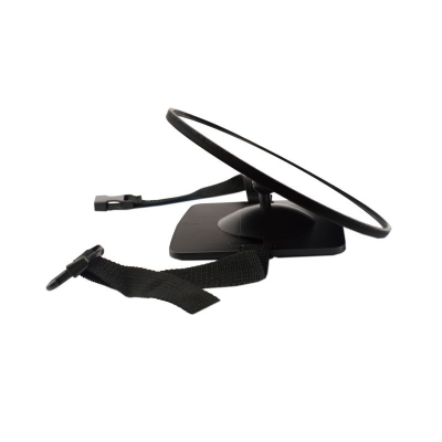 Espelho redondo com base preta e correia ajustável preta