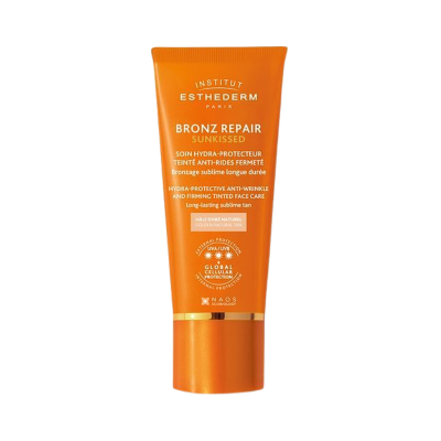 Frasco de creme laranja Bronz Repair Sunkissed da Institut Esthederm