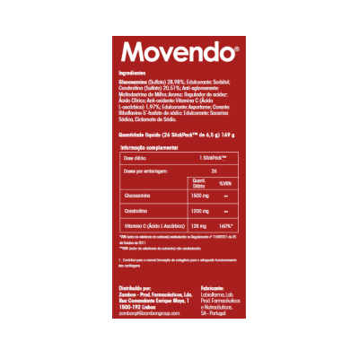 Rótulo do suplemento Movendo com informação nutricional e fabricante