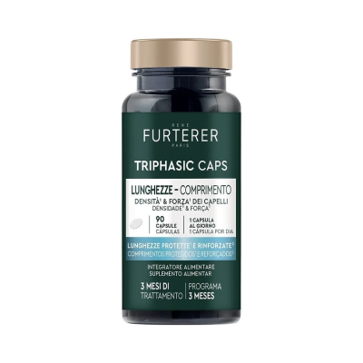 frasco de suplemento alimentar René Furterer Triphasic Caps