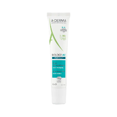 Frasco tubo branco de fluido anti-imperfeições A-DERMA Biology AC Perfect