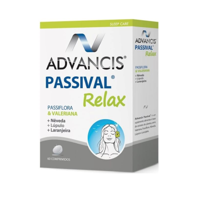 Caixa de ADVANCIS PASSIVAL Relax com comprimidos e informações do produto