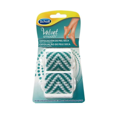 Embalagem Scholl Velvet Smooth com aplicadores para exfoliação de pele seca