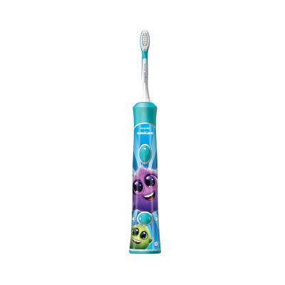 Escova de dentes elétrica Philips Sonicare azul com personagens animadas