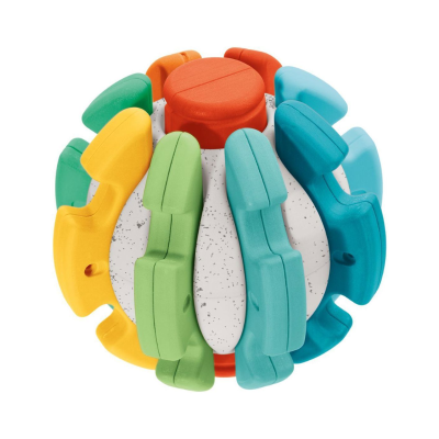 Brinquedo redondo com vários segmentos coloridos em torno de um núcleo branco