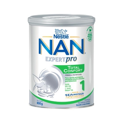 Lata branca de fórmula infantil NAN EXPERT pro Total Confort 800g