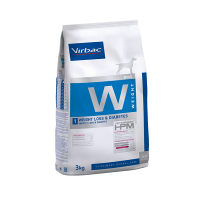 Pacote branco e azul de ração para cães Virbac Weight Loss & Diabetes 3kg