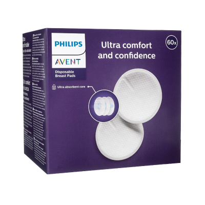 Embalagem de discos de peito descartáveis Philips Avent com 60 unidades