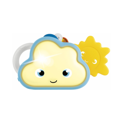 Brinquedo infantil nuvem e sol amarelo com faces sorridentes