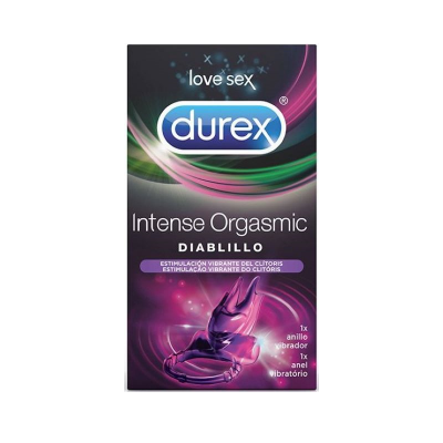 Embalagem preta Durex Intense Orgasmic com texto em português e espanhol