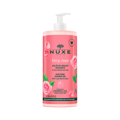 Gel de banho Nuxe Very Rose com doseador em embalagem rosa