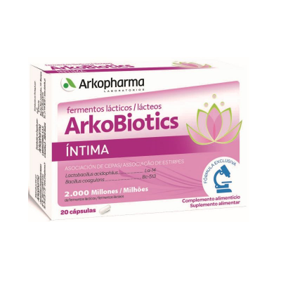Embalagem de ArkoBiotics Íntima da Arkopharma nas cores branco e rosa