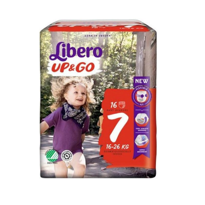 Pacote de fraldas Libero UP&GO tamanho 7 para crianças de 16-26 kg