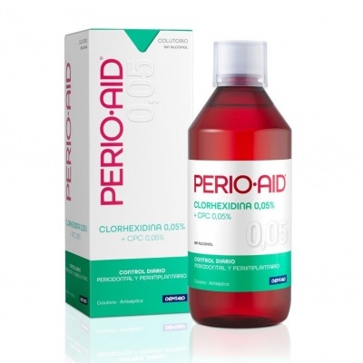 Produto PERIO·AID clorhexidina 0,05% com embalagem e caixa