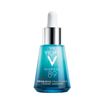 Frasco azul translúcido Vichy Mineral 89 com conta-gotas
