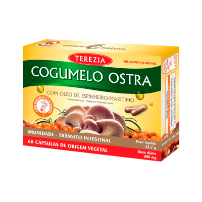 Embalagem de suplemento alimentar Cogumelo Ostra com óleo de espinheiro-marítimo Terezia