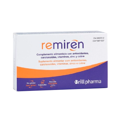 Caixa de suplemento Remirën com 30 cápsulas sem glúten da Brill Pharma