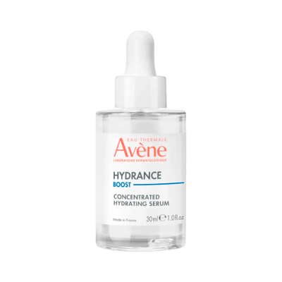 Frasco de sérum Avène Hydrance Boost com conta-gotas branco
