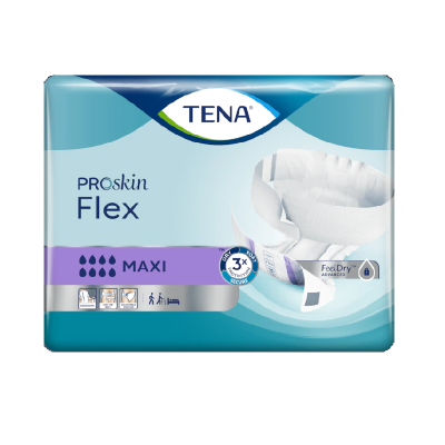 Pacote de fraldas para adultos TENA Proskin Flex Maxi em azul e lilás