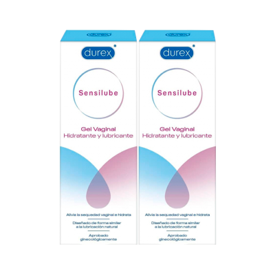 Embalagens do gel vaginal hidratante e lubrificante Durex Sensilube