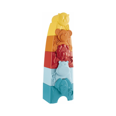 Brinquedo empilhável colorido com animais e números