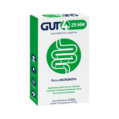 Caixa de suplemento alimentar GUT4 25 MM para microbiota
