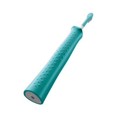 Escova de dentes eléctrica azul turquesa com cabo texturizado