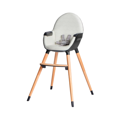 Cadeira alta para bebé branca com pernas de madeira