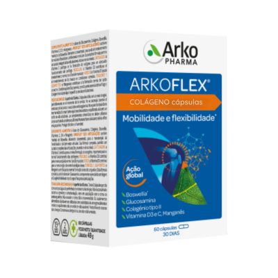 Embalagem de cápsulas Arkopharma Arkoflex para mobilidade e flexibilidade com colágeno