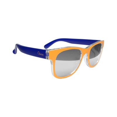 Óculos de sol com armação laranja e haste azul