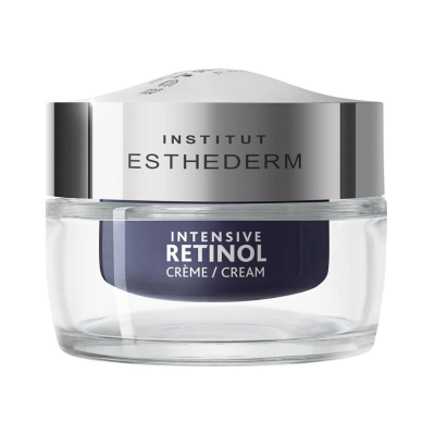 Frasco de creme retinol com tampa prateada