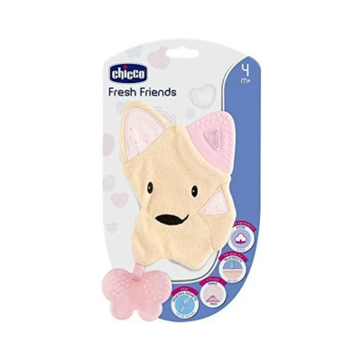 Brinquedo Chicco Fresh Friends para bebé com mordedor cor amarelo claro e rosa