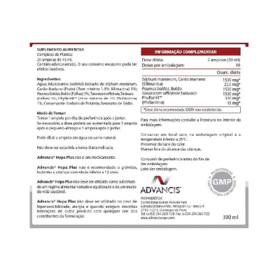 Rótulo de suplemento alimentar com texto e selo GMP em fundo branco