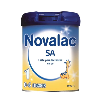 Lata de leite em pó Novalac SA para bebés de 0-6 meses