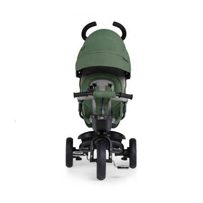 Carrinho de bebé/triciclo verde com estrutura preta