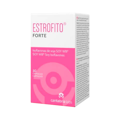 Embalagem de cápsulas Estrofito Forte em branco e rosa