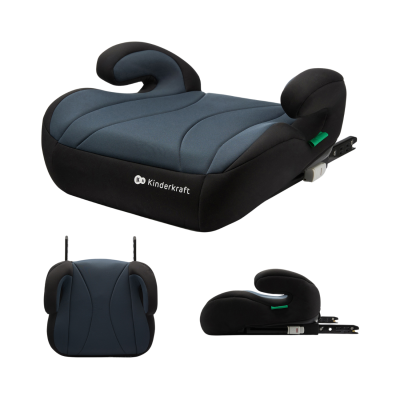 Assento elevatório para crianças Kinderkraft azul e preto com apoios para braços e fixação ISOFIX