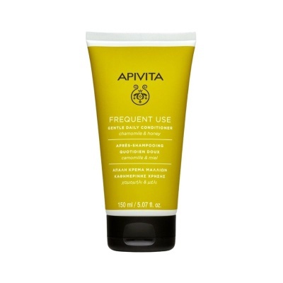 Condicionador diário suave APIVITA em tubo amarelo com tampa preta