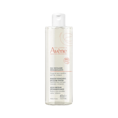 Frasco transparente de Água Micelar Avène 400 ml em fundo branco