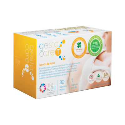 Caixa de suplemento alimentar gesta care T para gravidez com 30 cápsulas moles