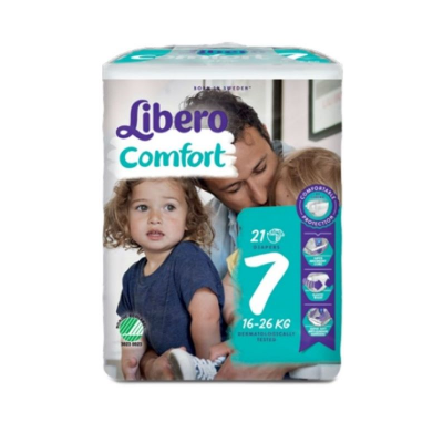 Embalagem de fraldas Libero Comfort tamanho 7 para bebés
