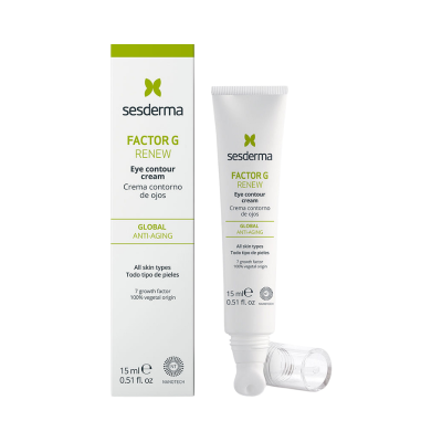 Creme contorno de olhos Sesderma Factor G Renew em embalagem branca com texto verde e preto