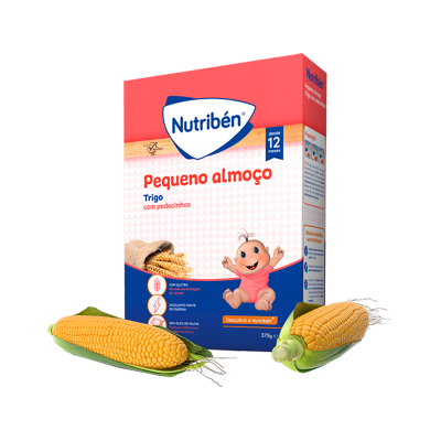 Embalagem de Pequeno Almoço Nutriben Trigo com pedacinhos e duas espigas de milho