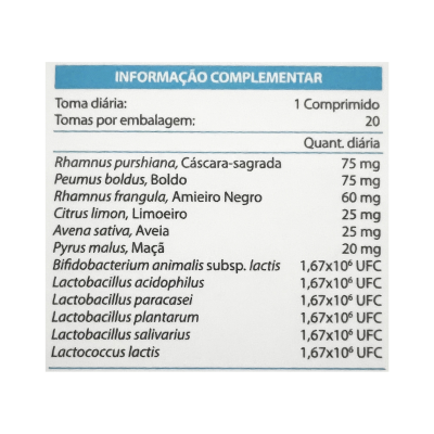 Etiqueta de suplemento alimentar com lista de ingredientes e quantidades em português