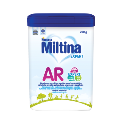 Embalagem de leite em pó Humana Miltina Expert AR 700 g com tampa azul
