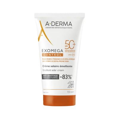 Frasco plástico de creme solar A-DERMA EXOMEGA CONTROL SPF 50+