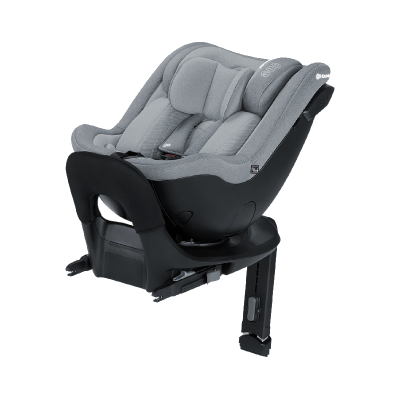 Cadeira auto para crianças cinzenta e preta com suporte de fixação