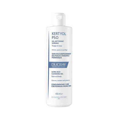 Frasco branco com gel de limpeza KERTYOL PSO da DUCRAY para rosto e corpo